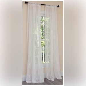 Classic Sheer Embroidered Curtain Panels - White - set of 4